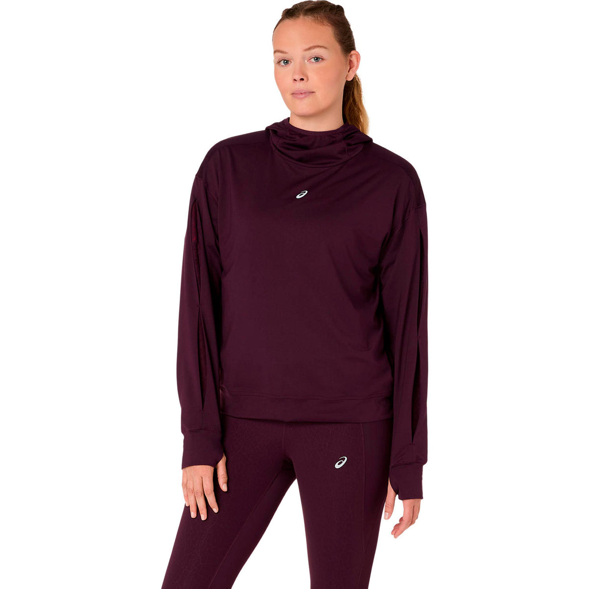 ASICS Nagino Winter Hoodie Bežecké tričko - červené víno