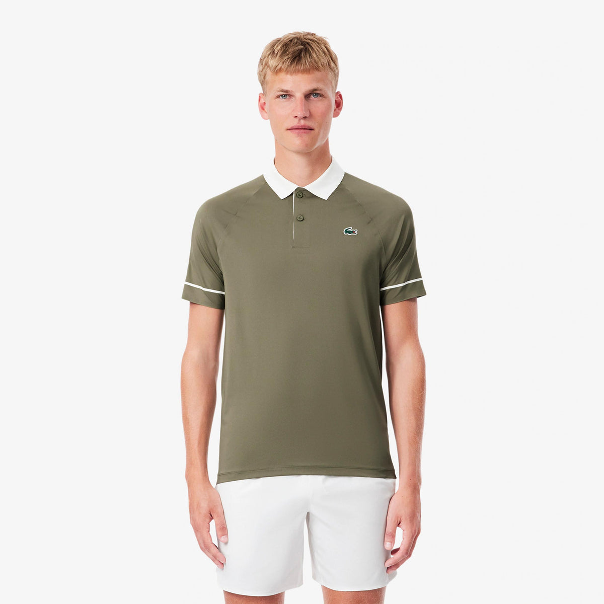 Lacoste Pólo Muži - khaki, bílá