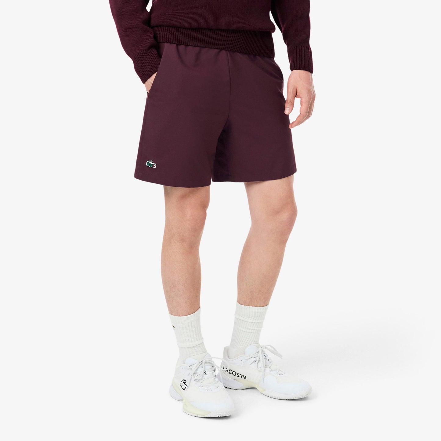 Lacoste Šortky Muži - tmavě červená, bílá