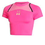 Under Armour Oblečenie Under Armour Run Anywhere Crop Bežecké Tričko Dámy-Růžová,Černá