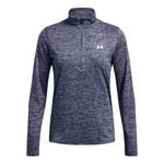 Under Armour Oblečenie Under Armour Tech Twist Warmup 1/2 Zip S Dlouh&yacute;m Ruk&aacute;vem D&aacute;my-Modro-&scaron;ed&aacute;