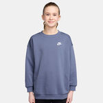 Nike Oblečenie Nike Sportswear Club Fleece Oversized Crew Mikina Dívky - modro-šedá, bílá