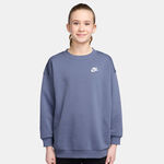 Nike Oblečenie Nike Sportswear Club Fleece Oversized Crew Mikina Dívky - modro-šedá, bílá