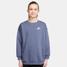 Sportswear Club Fleece Oversized Crew Mikina Dívky - modro-šedá, bílá